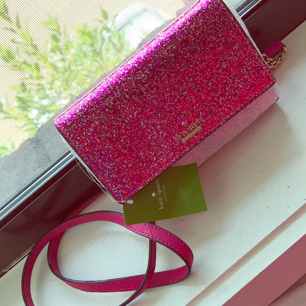 Kate Spade pink sparkle cross-body bag